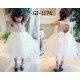 GI1176 ชุดเดรสเด็กผู้หญิงใส่ออกงานแขนกุด ช่วงบนผ้าลูกไม้ เปิดหลังรูปหัวใจ ติดโบว์ สีขาวทั้งตัว (2ชิ้น) 