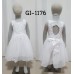 GI1176 ชุดเดรสเด็กผู้หญิงใส่ออกงานแขนกุด ช่วงบนผ้าลูกไม้ เปิดหลังรูปหัวใจ ติดโบว์ สีขาวทั้งตัว (2ชิ้น) 