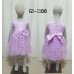 GI1188 ชุดเดรสเด็กผู้หญิงออกงาน แขนกุดลายดอกไม้ติดโบว์ สีม่วง S.90