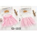 GI1215 ชุดมินิเดรสเด็กผู้หญิง แขนสั้นสีขาว แต่งลูกไม้และไข่มุก สีชมพู