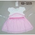 GI1215 ชุดมินิเดรสเด็กผู้หญิง แขนสั้นสีขาว แต่งลูกไม้และไข่มุก สีชมพู