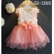 GI1265 มินิเดรสเด็กผู้หญิงออกงานแขนกุดขอบระบายบ่า 2 ข้าง สีชมพู S.100