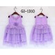 GI1310 ชุดราตรีเด็กผู้หญิงใส่ออกงาน แขนกุดติดดอกไม้ กระโปรงเป็นชั้นๆ สีม่วง S.90
