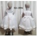 GI1354 ชุดราตรีเด็กผู้หญิง แขนกุด แต่งคริสตัลรอบคอ กระโปรงพองๆ สีขาวออฟไวท์ (Off-white) (2ชิ้น) 