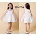 GI1354 ชุดราตรีเด็กผู้หญิง แขนกุด แต่งคริสตัลรอบคอ กระโปรงพองๆ สีขาวออฟไวท์ (Off-white) (2ชิ้น) 