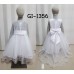 GI1356 ชุดราตรีเด็กผู้หญิงใส่ออกงานแขนกุดช่วงบนปักเลื่อมเงิน คาดโบว์รอบเอว หางยาวย้วยสีขาว (2ชิ้น) S.120/130