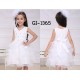 GI1365 ชุดราตรีเด็กผู้หญิงออกงาน แขนกุด ติดโบว์ กระโปรงระบายเป็นชั้นๆ สีขาว 