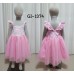 GI1374 ชุดเดรสเด็กผู้หญิง สายเดี่ยวขอบระบายไขว้หลัง สีชมพู