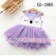GI1385 ชุดกระโปรงเด็กผู้หญิงแขนกุด จิ้งจอกหลับตา สีม่วง S.100/110