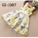 GI1387 ชุดเดรสเด็กผู้หญิงแนวผลไม้ มะนาวพื้นขาว แขนกุดพร้อมเข็มขัดโบว์ (2ชิ้น) S.100