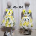 GI1387 ชุดเดรสเด็กผู้หญิงแนวผลไม้ มะนาวพื้นขาว แขนกุดพร้อมเข็มขัดโบว์ (2ชิ้น) S.100