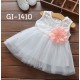 GI1410 ชุดเดรสสั้นเด็กเล็ก เด็กผู้หญิง แขนกุดผ้าลูกไม้สีขาว ช่วงเอวติดดอกไม้สีโอรส (2ชิ้น) S.80