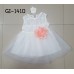 GI1410 ชุดเดรสสั้นเด็กเล็ก เด็กผู้หญิง แขนกุดผ้าลูกไม้สีขาว ช่วงเอวติดดอกไม้สีโอรส (2ชิ้น) 