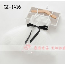 GI1416 ชุดเดรสเด็กผู้หญิงสายเดี่ยว กระโปรงฟูฟ่องสีขาว S.90