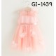 GI1439 ชุดเดรสเด็กผู้หญิง แขนกุดซีทรู แต่งดอกไม้ดอกใหญ่ สีพีช (2ชิ้น) S.130/140