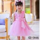 GI1446 ชุดราตรีเด็กผู้หญิง แขนกุด ช่วงบนแต่งเลื่อม ติดกุหลาบที่บ่าข้างเดียว สีชมพู