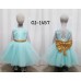 GI1457 ชุดราตรีเด็กผู้หญิงออกงานแขนกุด แต่งเลื่อมคาดเอว เว้าด้านหลัง สีเขียวมิ้นท์ (2ชิ้น) 