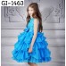GI1463 ชุดราตรีเด็กผู้หญิงออกงาน แขนกุด แต่งกุหลาบช่วงบน ติดโบว์ที่เอว กระโปรงระบายเป็นชั้นๆ สีฟ้า S.120