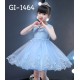 GI1464 เดรสราตรีเด็กผู้หญิงออกงานแขนกุด ปักลูกไม้รอบชายกระโปรง สีฟ้า