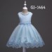 GI1464 เดรสราตรีเด็กผู้หญิงออกงานแขนกุด ปักลูกไม้รอบชายกระโปรง สีฟ้า