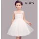 GI1474 ชุดราตรีเด็กผู้หญิง ใส่ออกงาน แขนกุด ช่วงบนซีทรู แต่งลูกไม้สีขาว 