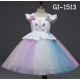 GI1513 ชุดแฟนซีม้ายูนิคอร์น แต่งระบายที่ขอบแขนและรอบเอวสีขาว S.120