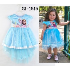 GI1515 ชุดเจ้าหญิงเด็ก Frozen หน้าสั้นหลังยาวสีฟ้า S.120