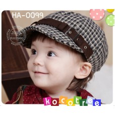 HA0099 หมวกเด็กลายสก๊อตโทนสีน้ำตาล (ปรับขนาดได้)