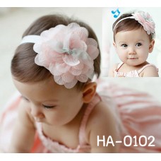 HA0102 ผ้าคาดผมเด็กผู้หญิง ติดดอกคาร์มีเลียดอกใหญ่ (เลือกสี)
