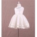 GI1354 ชุดราตรีเด็กผู้หญิง แขนกุด แต่งคริสตัลรอบคอ กระโปรงพองๆ สีขาวออฟไวท์ (Off-white) (2ชิ้น) 