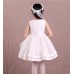 GI1354 ชุดราตรีเด็กผู้หญิง แขนกุด แต่งคริสตัลรอบคอ กระโปรงพองๆ สีขาวออฟไวท์ (Off-white) (2ชิ้น) 
