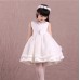 GI1354 ชุดราตรีเด็กผู้หญิง แขนกุด แต่งคริสตัลรอบคอ กระโปรงพองๆ สีขาวออฟไวท์ (Off-white) (2ชิ้น) 
