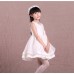 GI1354 ชุดราตรีเด็กผู้หญิง แขนกุด แต่งคริสตัลรอบคอ กระโปรงพองๆ สีขาวออฟไวท์ (Off-white) (2ชิ้น) 