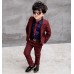 BO0561 ชุดสูทเด็กผู้ชายเด็กโต เสื้อสูทแขนยาว และกางเกงขายาว สีน้ำตาลแดง (2ชิ้น) 