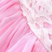 GI1374 ชุดเดรสเด็กผู้หญิง สายเดี่ยวขอบระบายไขว้หลัง สีชมพู