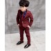 BO0561 ชุดสูทเด็กผู้ชายเด็กโต เสื้อสูทแขนยาว และกางเกงขายาว สีน้ำตาลแดง (2ชิ้น) 