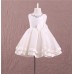 GI1354 ชุดราตรีเด็กผู้หญิง แขนกุด แต่งคริสตัลรอบคอ กระโปรงพองๆ สีขาวออฟไวท์ (Off-white) (2ชิ้น) 