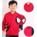 CO0111 เสื้อกันหนาวเด็ก แขนยาวข้างนึงสีดำ ซิปหน้า พร้อมฮู้ด ลายสไปเดอร์แมน