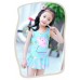 SW0156 ชุดว่ายน้ำเด็กผู้หญิง แขนกุดแบบบอดี้สูท กระโปรงเย็บติดลาย Peppa Pig สีฟ้า (ไม่มีหมวก) 