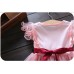 GI1279 เดรสเด็กผู้หญิงออกงานแขนกุดขอบย้วย แต่งโบว์สีแดง ชุดสีโอรส S.100