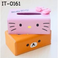 it0161 ที่ใส่กระดาษทิชชู่ ลายคิตตี้ ติดโบว์ สีชมพู