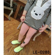 LE0283 เล็คกิ้งเด็กผู้หญิงขายาว สกรีนหน้าหมีสีดำที่ปลายขา สีโอรส S.100