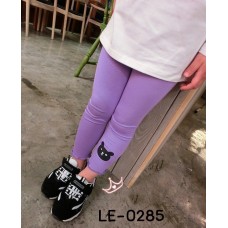 LE0285 เล็คกิ้งเด็กผู้หญิงขายาว สกรีนหน้าหมีสีดำที่ปลายขา สีม่วง