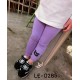 LE0285 เล็คกิ้งเด็กผู้หญิงขายาว สกรีนหน้าหมีสีดำที่ปลายขา สีม่วง S.140