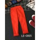 LE0325 กางเกงสกินนี่เด็กผู้ชาย ขายาว เอวยางยืด สีแดงอมส้ม 