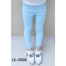 LE0328 กางเกงสกินนี่เด็กผู้หญิง ขายาว เอวยางยืด สีฟ้า S.110