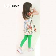 LE0357 เล็คกิ้งเด็กผู้หญิงขายาว ผ้านิ่มเด้ง สีเขียวเรียบๆ 