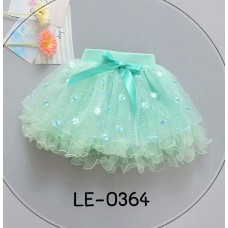 LE0364 กระโปรงเด็กผู้หญิง ผ้าชีฟองขอบย้วย สีเขียวมิ้นท์ S.80