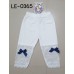 LE0365 กางเกง legging เด็กผู้หญิง สีขาวปลายขาผ้าลูกไม้ ติดโบว์สีน้ำเงิน S.120/140