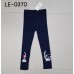 LE0370 กางเกงเลคกิ้งเด็กผู้หญิง ขายาว สกรีนลายแมวที่ปลายขา ขอบขาย้วย สีกรมท่า 